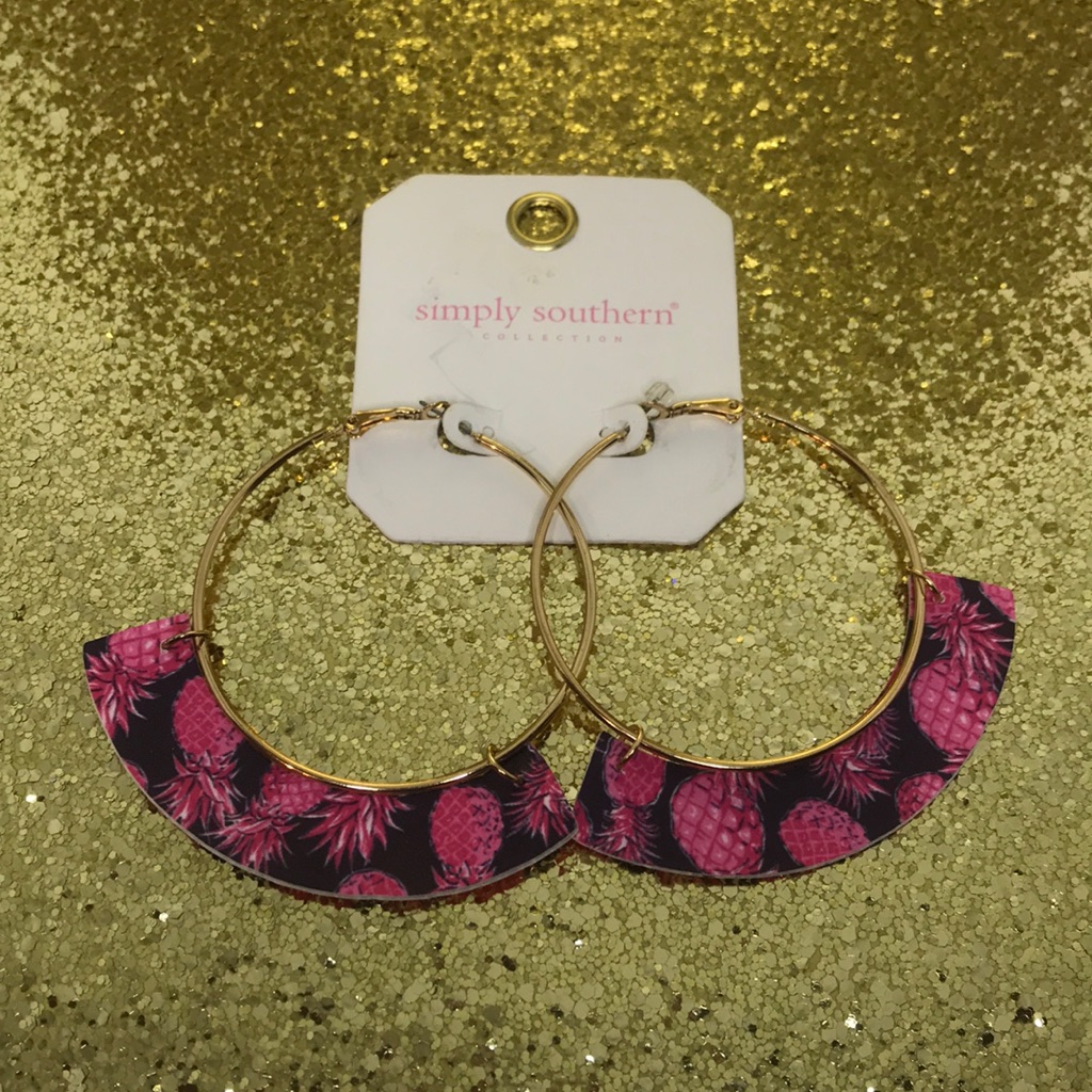 Simply Southern Pineapple Hoop Ring Earrin